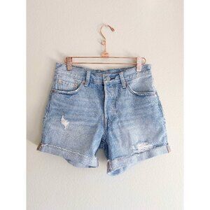 Levi’s 501 Button Fly Distressed Light Wash Denim Jean Shorts Size 25